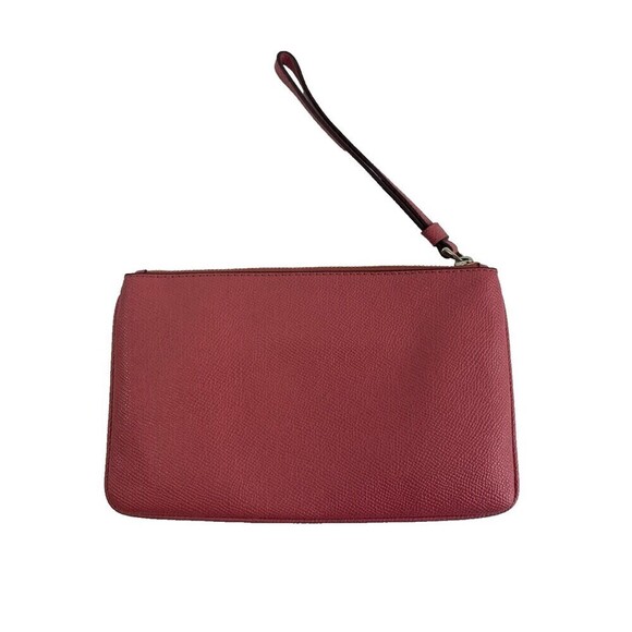 Coach Large Wristlet Crossgrain Leather F57465 Melon Pink Zip Credit Card Slot - Picture 2 of 11